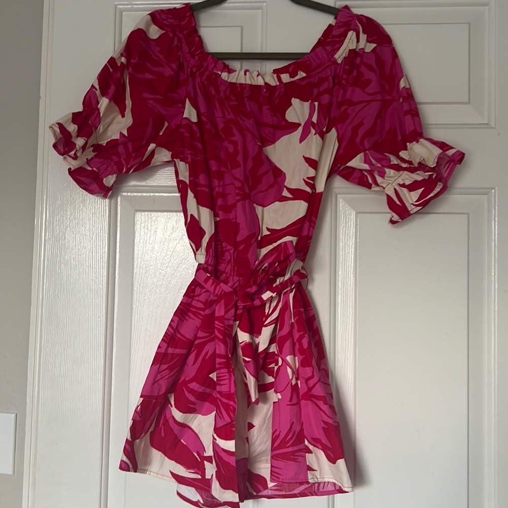 Flying Tomato Off the Shoulder Pink Romper